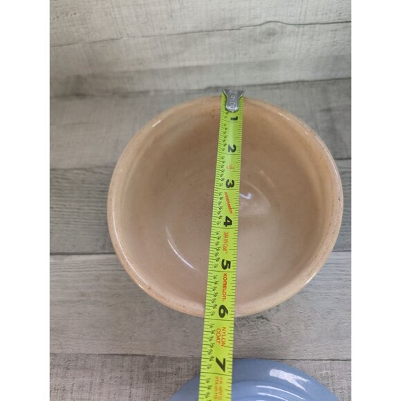 Vintage Blue Glazed Cameo Stoneware Serving Bowl With Lid By Harker Pottery USA - Picture 6 of 7